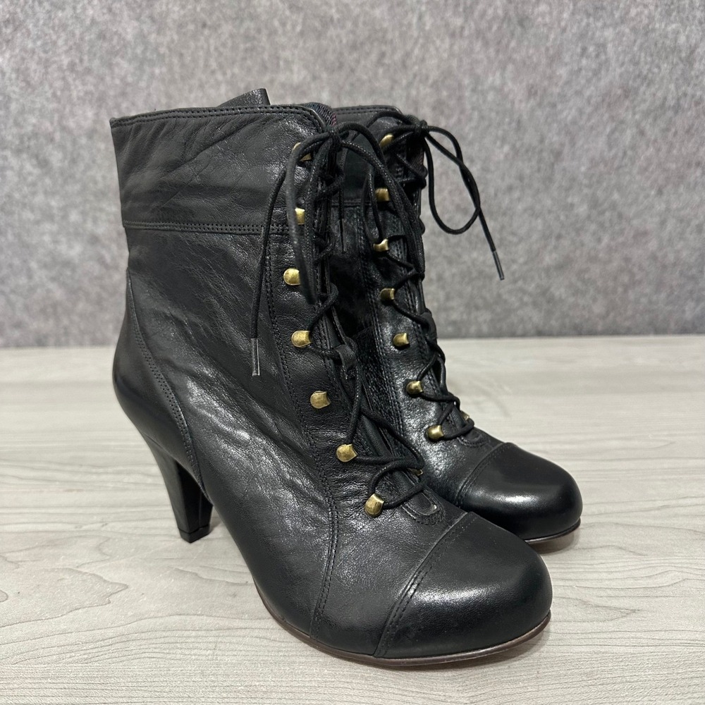 Indigo by Clarks Jordan Brooke Womens Sz 6 Black Leather Lace Up‎ Ankle Boots